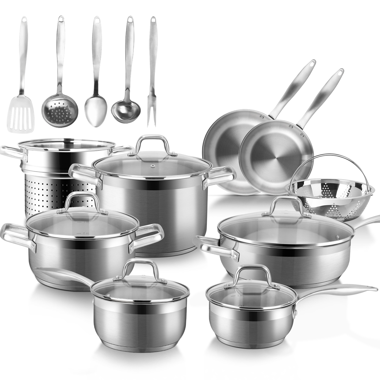 Duxtop 10PC Kitchen Pots and Pans Set, Whole-Clad Tri-Ply Stainless Steel  Induction Cookware Set - The Secura
