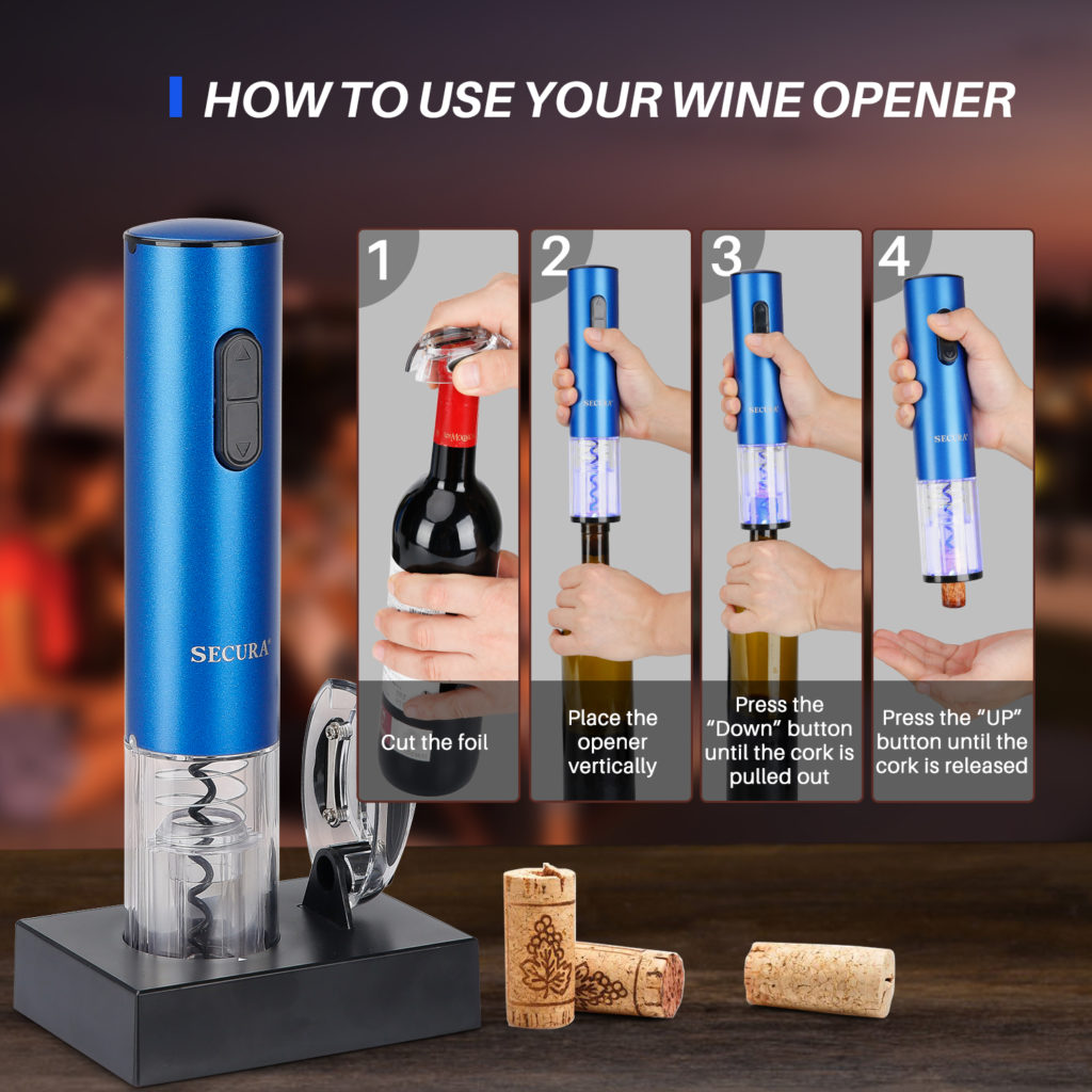 Secura Electric Wine Opener, Automatic Electric Wine Bottle Corkscrew ...