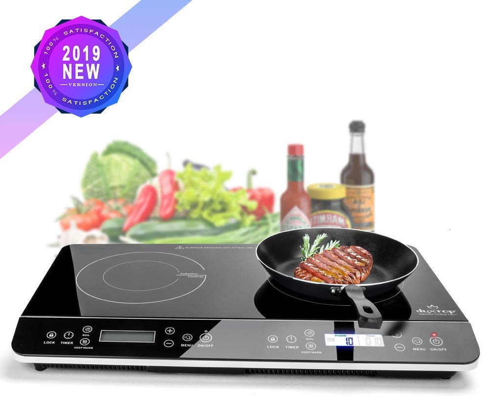 Duxtop LCD 1800W Portable Induction Cooktop 2 Burner, Built-In
