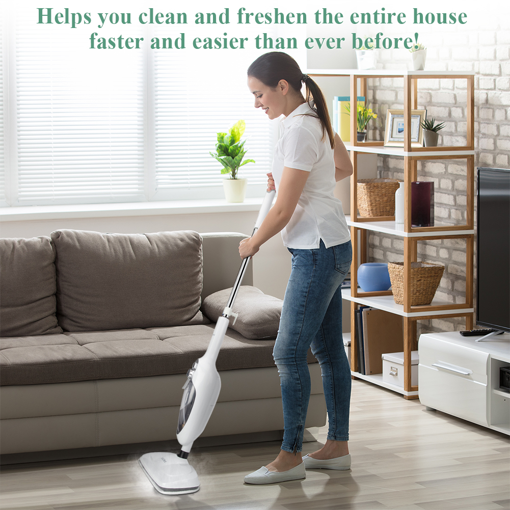 Secura Steam Mop 10-in-1 Convenient Detachable Steam Cleaner, White Multifunctional Cleaning Machine Floor Steamer with 3