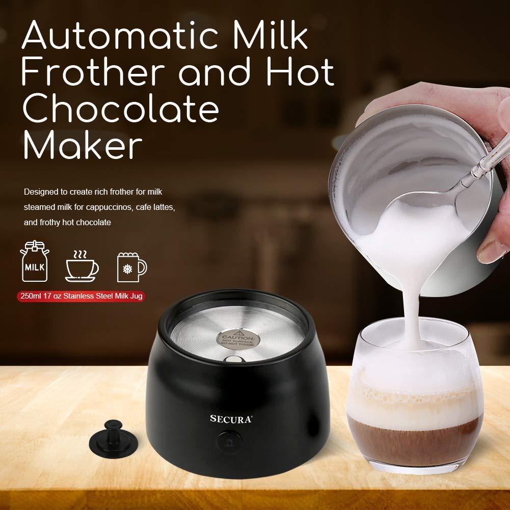 Secura Mousseur à lait électrique automatique avec fonction chauffe-lait,  250 ml, brosse de nettoyage gratuite : : Maison