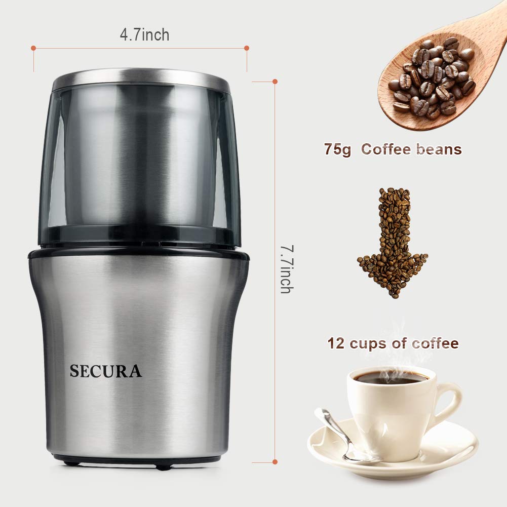 Secura Coffee Grinder Electric, Spice Grinder Electric, Coffee