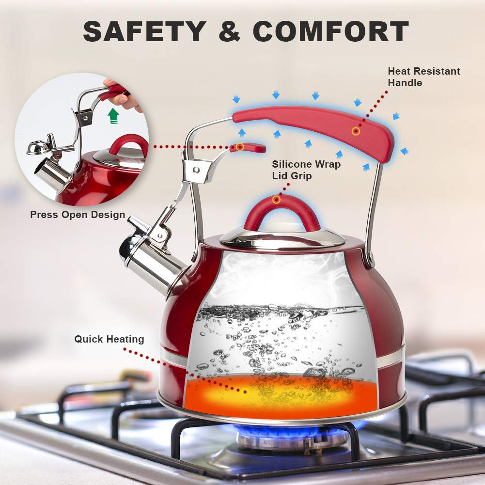gas stove top kettle Whistling Tea Pot Water Kettle: Stainless Steel Teapot