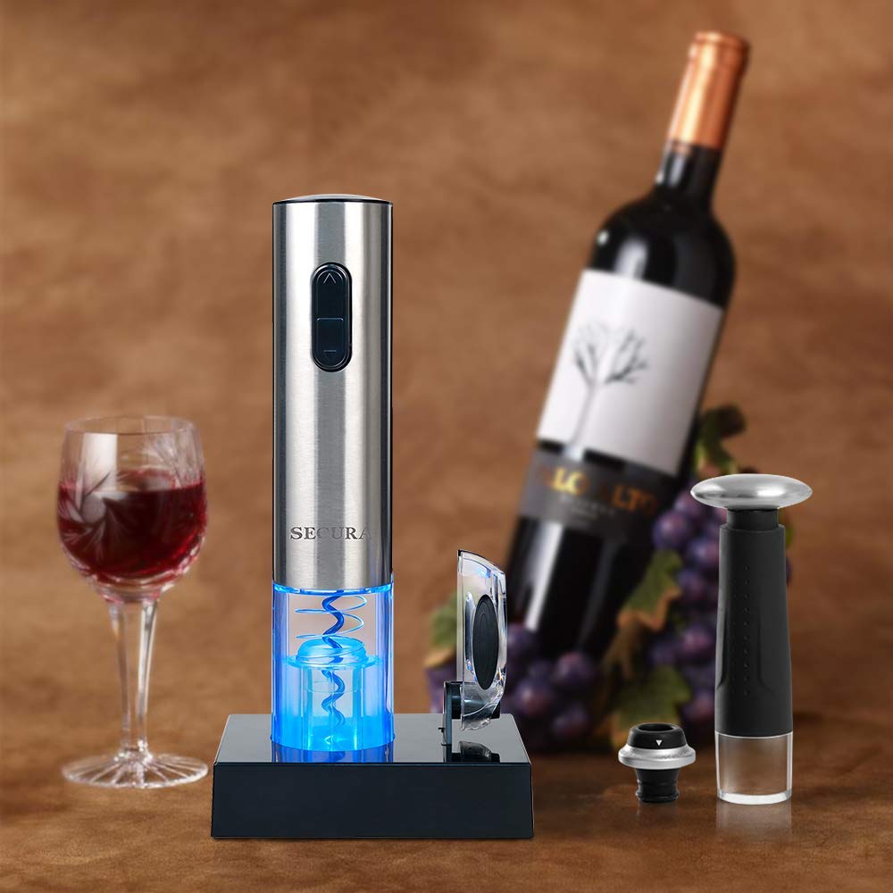 Secura 7-Piece Wine Accessories Set Electric Wine Opener, Foil Cutter ...