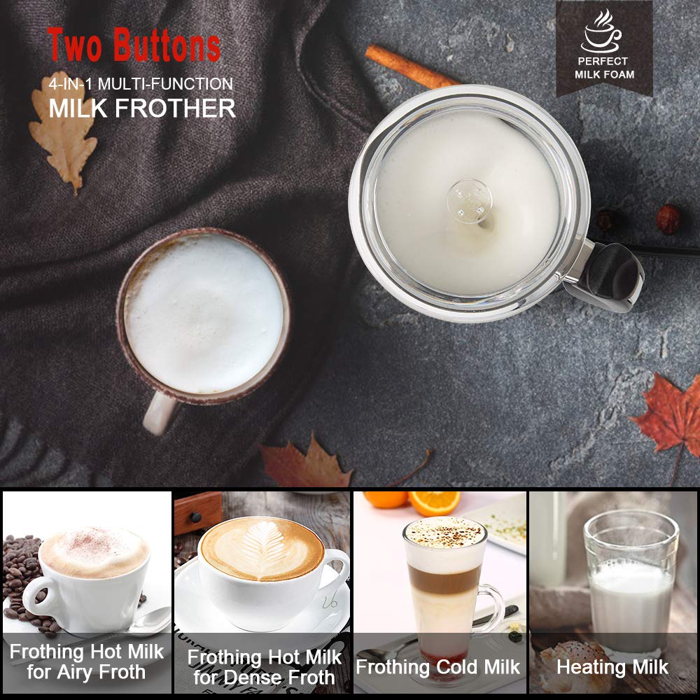  Secura Electric Milk Frother, Automatic Milk Steamer, 4-IN-1  Hot & Cold Foam Maker-8.4oz/240ml Milk Warmer for Latte, Cappuccinos,  Macchiato with Silicone Spatula, Silent Operation & Shut-off: Home & Kitchen