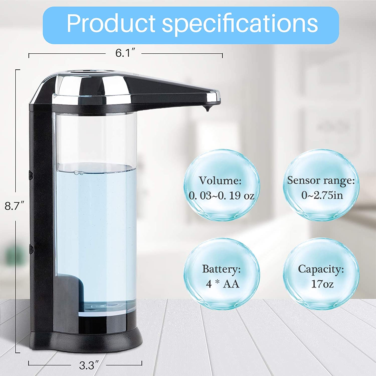 Secura 17oz Automatic Liquid Soap Dispenser, Touchless Battery Operated  Hand Soap Dispenser with Adjustable Soap Dispensing Volume Control Dial,  Perfect for Commercial or Household Use (Chrome) - The Secura