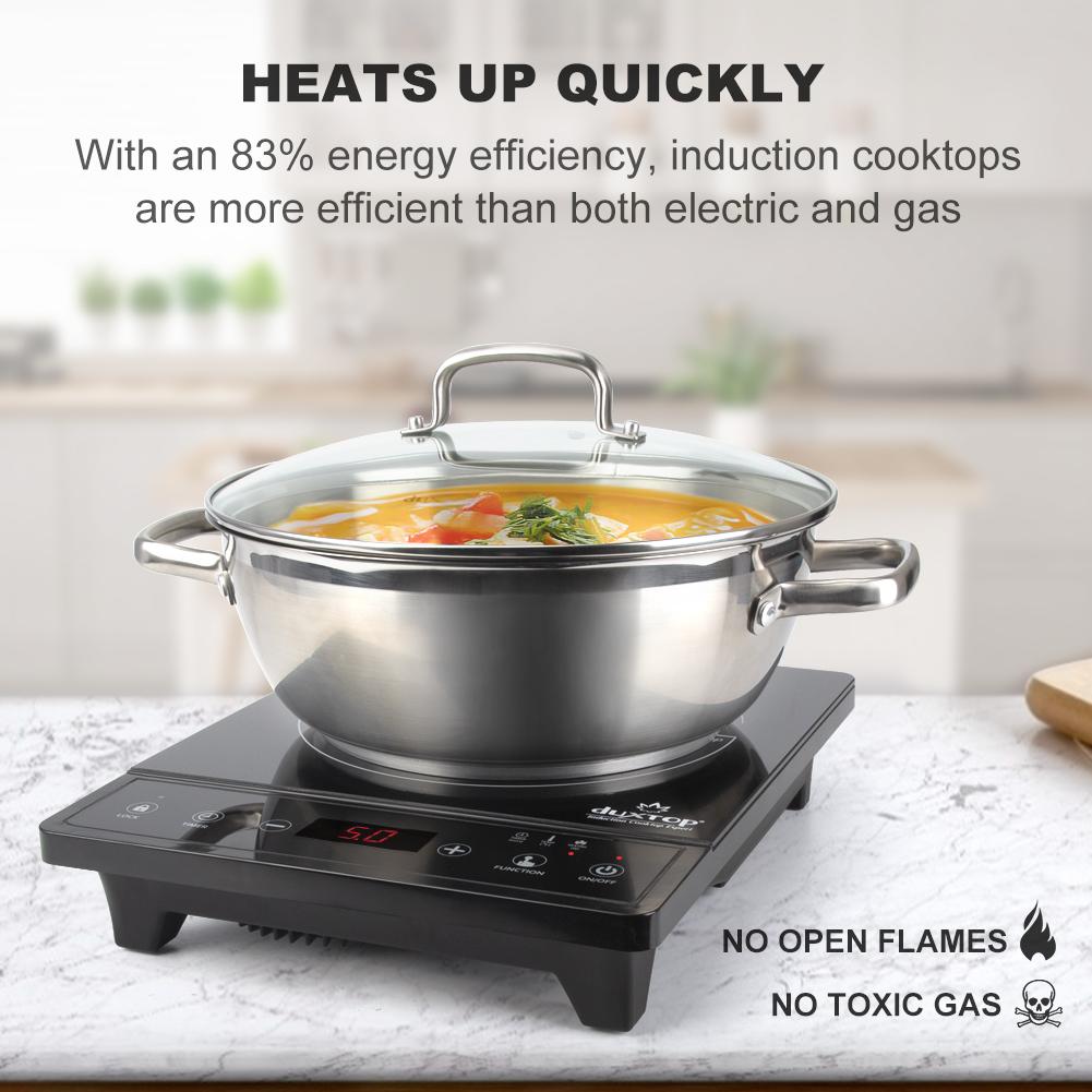 Duxtop Portable Induction Cooktop, High End Full Glass Induction Burner with Sensor Touch, 1800W Countertop Burner with Stainless Steel Housing