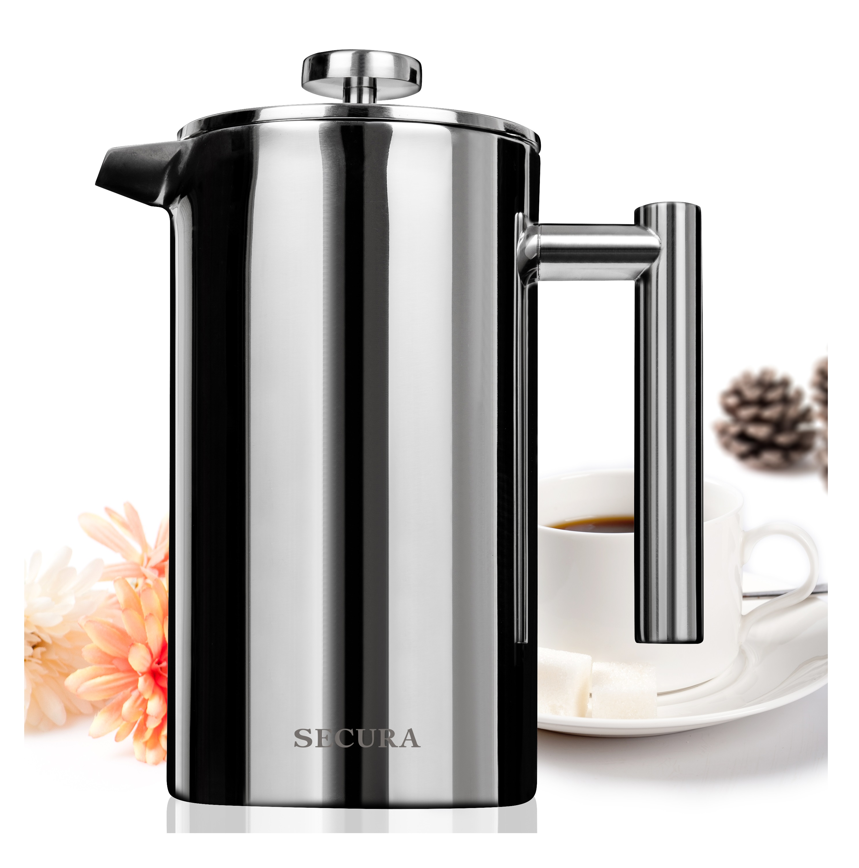 Secura French Press Coffee Maker, 17-Ounce, 18/10 Stainless Steel