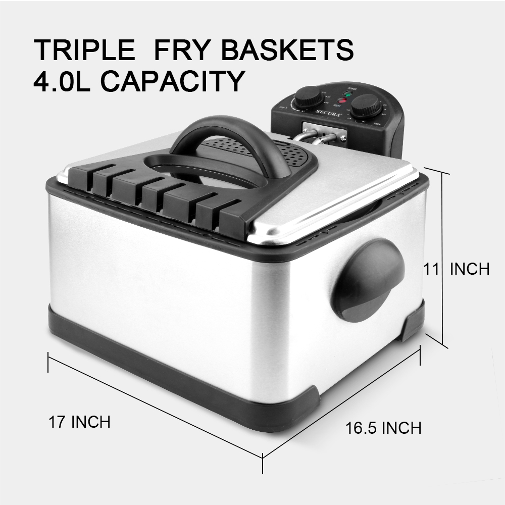 Brylanehome Triple Basket Deep Fryer, Copper 